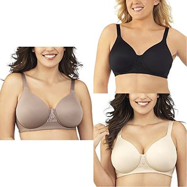 Vanity Fair Women’s Beauty Back Full Figure Wirefree Bra 71380, Walnut/Midnight Black/Damask Neutral, 44DD