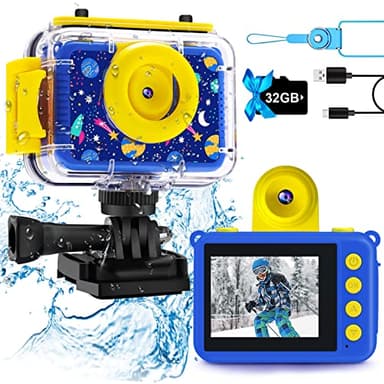 GKTZ Kids Camera - Waterproof Underwater Camera for Kids, Christmas Birthday Gifts for Boys Age 3-12, 1080P HD Children Digital Action Camera, Pool Toys for Kids Age 4-12