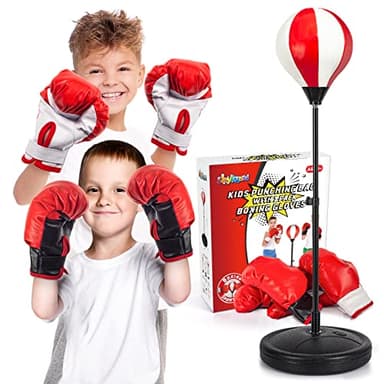 ShyLizard Kids Punching Bag Set with 2 Boxing Gloves, Adjustable Stand, Gifts for Boys & Girls Aged 5-10