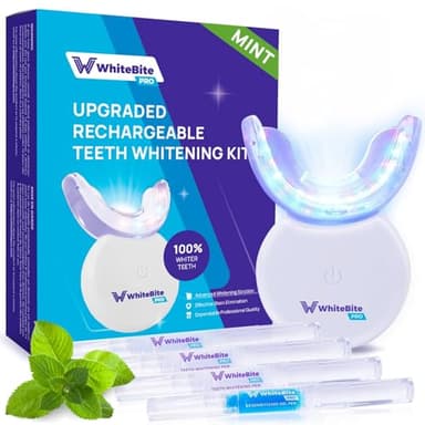 Whitebite Pro Teeth Whitening Kit for Sensitive Teeth – LED Light + 35% Carbamide Peroxide Gel + Remineralizing Gel | Dental-Grade Results at Home