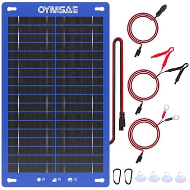 OYMSAE 12W Solar Car Battery Charger Portable 12V Trickle Battery Charger & Maintainer Waterproof Solar Panel for Car Boat Automotive RV