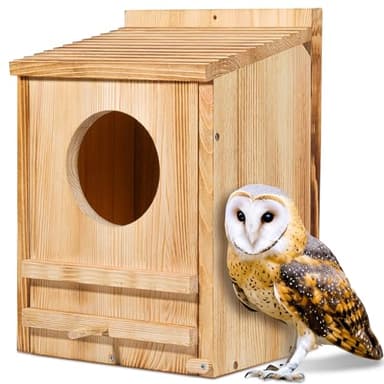 Barn Owl House, Owl Nesting Box for Outside, Wooden Screech Owls Nesting Box, Large Caliber Round Hollow Outdoor Bird's Boxes, Suitable for Wildlife Screech, Barred, Great Horned, Barn