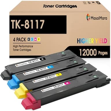 MasaiMara TK8117 TK-8117 TK-8117K TK-8117C TK-8117M TK-8117Y High Capacity Compatible Toner Cartridges Replacement for Kyocera ECOSYS M8124cidn M8130cidn Printer (4-Pack)