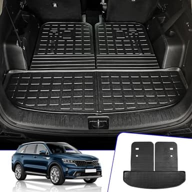 Rongtaod Cargo Mat Compatible with 2021-2025 2026 Kia Sorento Cargo Liner Trunk Mat TPE All Weather Back Seat Cover Protector 2024 Sorento Accessories (Trunk Mat with Backrest Mat)