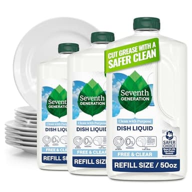 Seventh Generation Dish Liquid Soap Refill Free & Clear Dish Soap for sensitive skin 50 oz, Pack of 3