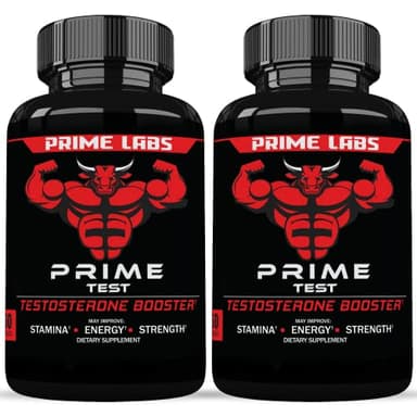 Prime Labs Testosterone Supplement for Men (2-Pack) - Stamina, Endurance, Energy, & Strength - Men's Testosterone Booster & Workout Supplement - 120 Caplets
