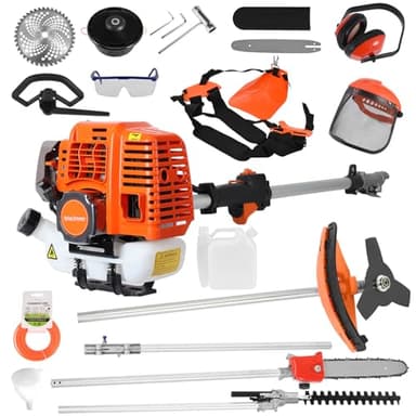 Lefitap 5 in 1 Weed Eater Gas Powered - 52CC 2-Stroke Gas Hedge Trimming Tools, Weed Whacker, String Trimmer, Brush Cutter, Edger, Pole Saw Pruner with Extension Pole with EPA, CE-MD Certification
