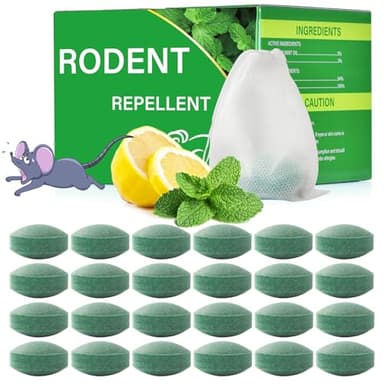 Pest Rodent Repellent, 24 Pack Peppermint Oil for Mice, Mouse, Rats, Spider, Roach, Ant, Bugs, Squirrel, Insect Control Indoor & Outdoor, Natural Deterrent Replace Trap Poisoning Family & Pet Safe