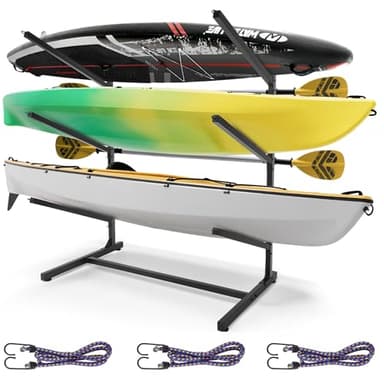 Kayak Storage Rack, Heavy Duty Freestanding Kayak Racks for Garage and Outdoor Storage, Storage Rack Adjustable for Kayak, Canoe, Surfboard & Paddle board