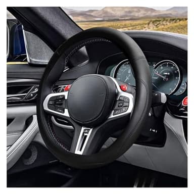 LAINLOY 14.5"-15" Car Steering Wheel Cover, Microfiber Leather Cover, Anti-Slip Breathable Steering Wheel Decoration, Universal Steering Wheel Accessories for Diverse Cars (Black)