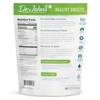 Dr. John's Healthy Sweets Signature Sour Flavors Hard Candy with Zero Sugar, Dye-Free, Plant Based, Keto Friendly, 100 Count, 1 LB Bag