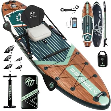 ATPROSS 12'x36 Inflatable Paddle Board, 500lbs Extra Wide Stand Up Paddleboard for Adults with Premium SUP Accessories Kit & Backpack, Blow Up Kayak Non-Slip Stable Deck Boat for Yoga Fishing Surf