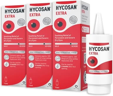 HYC0SAN Extra Eye Drops with Hyaluronic Acid for Treatment of Soothing Relief of Severe Dry Optic 7.5ml - 3 Pack