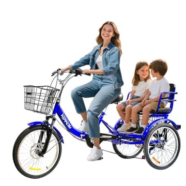 MENGFANMIN Adult Tricycle 7 Speed, 20 Inch 3 Wheel Bikes，Trike for Adults with Seat Tricycle Wheel Bike w/Rear Basket for Women/Children Seniors Maximum Load 450lbs (1 Speed)