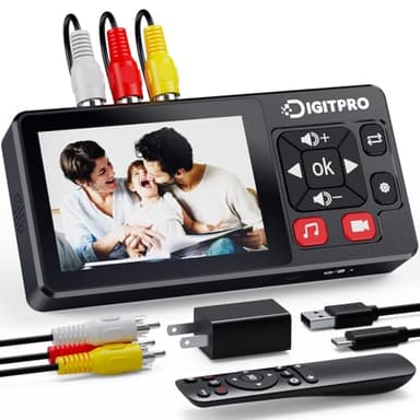 Video to Digital Converter 2.0, VHS to Digital Converter Recorder with Remote, Convert Record Video Audio from VHS, VCR, DVR, DVD, Hi8, Mini DV Players, Camcorder, Gaming Consoles(Players Needed)