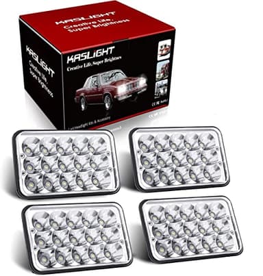 KASLIGHT 4pcs 4x6 LED Headlights, Rectangular 4x6 Headlights LED H4666 Peterbilt LED Headlights 379, H4656 LED Headlights 4651 for Kenworth Freightinger Ford Probe Chevrolet Oldsmobile Cutlass