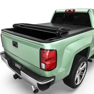 LEDKINGDOMUS Soft Quad-Fold Truck Bed Cover Fits for Chevy Silverado/GMC Sierra 1500 2014-2019 (2019 Legacy/LD only), 2015-2019 Silverado/Sierra 2500 3500 HD | 6'7" (79.4") Bed Without Ram Box
