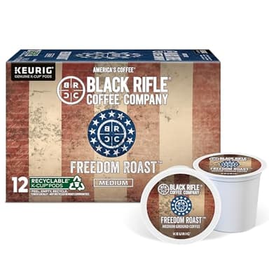 Black Rifle Coffee Company Freedom Blend, 12 Count, Medium Roast K Cups - Single Serve K Cups Coffee Pods - Kcup Pods Compatible with Keurig 1.0 & 2.0 - Made from Arabica Beans