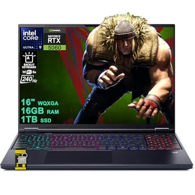 acer Predator Helios Neo 16S AI Gaming Laptop 16" 2560x1600 OLED 240Hz (100% DCI-P3 G-SYNC) Intel 24-core Ultra 9 275HX 16GB DDR5 1TB SSD GeForce RTX 5060 8GB GDDR7 (Up to 572 AI Tops) Win11 ICP Hub