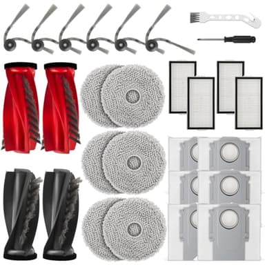 Accessories Kit Compatible with Roborock Saros 10R / Qrevo CurvX G20s Ultra Robot Vacuum Replacement Parts Dual Main Brush Hepa Filter Mop Pads Side Brush Dust Bags Screwdriver Clean Tool
