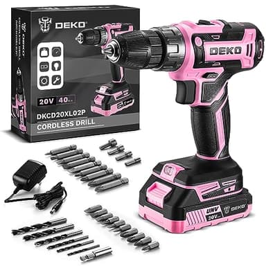 Power Drill Cordless: DEKOPRO'S Pink Cordless Drill 20V Electric Power Drill Set Tool for Women Drills with Battery and Charger 20 Volt Drills Driver Kit