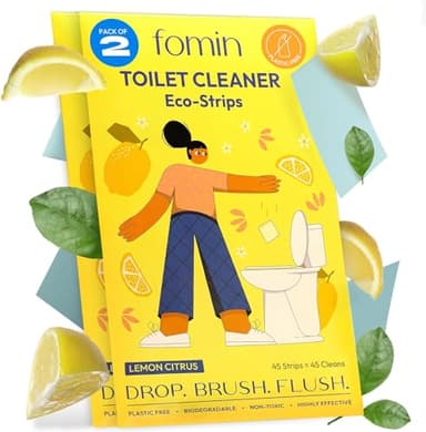 FOMIN Non-Toxic Toilet Bowl Cleaner Strips - (90 Strips) - Plastic-Free, Septic Safe Toilet Cleaning Strip, Remove Stains & Odors - The Ultimate Cleaning Solution