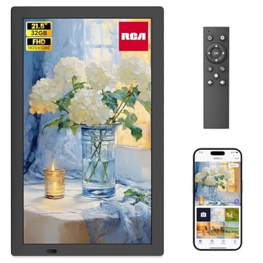 RCA 21.5" Large WiFi Digital Picture Frame Electric Uhale Frames with Remote Control 32GB Memory, 1920 X 1080P FHD IPS No Touch Screen, Support Wall Mount, Auto Rotate, Instantly Share Photos Videos