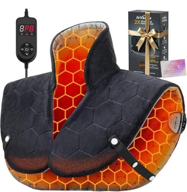 InVarme Neck and Shoulder Heating Pad: 2X Graphene Extra Hot Max 160℉ for Faster Deeper Pain Relief - 4H Auto Shut Off for Home Office Use - Machine Washable - Gifts for Dad Grandpa Husband