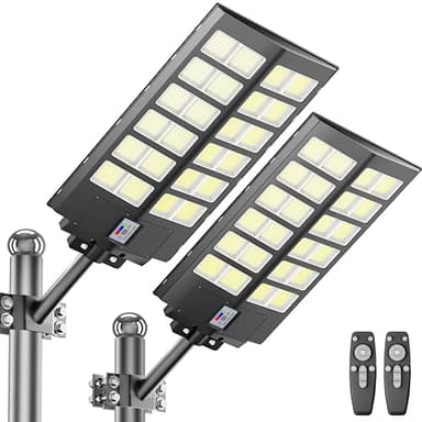 Vzyhik Solar Street Lights Outdoor Waterproof Dusk to Dawn, Large 9000W Outdoor Floodlight LED Motion Sensor, 7000K Wide Angle Parking Lot Flood Lamp Remote Control for Yard Garden