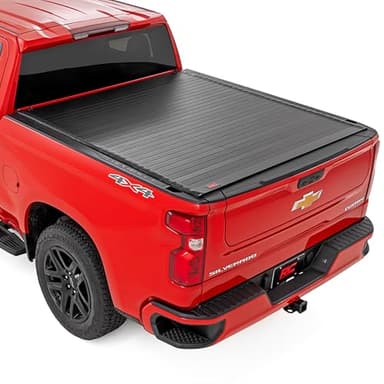 Rough Country Hard Roll Up Tonneau Cover for Chevy Silverado & GMC Sierra 1500 (2019-2026) – Aluminum Slat, No-Drill Install, Fits 5'10 Bed Short Bed