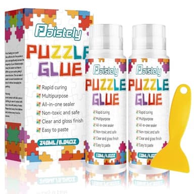 Puzzle Glue with New Sponge Head, Suitable for 1000/3000/5000 Pieces of Paper and Wood Puzzles, Clear Quick Dry Jigsaw Puzzle Glue, Used of Paper Puzzles (120ml*2)