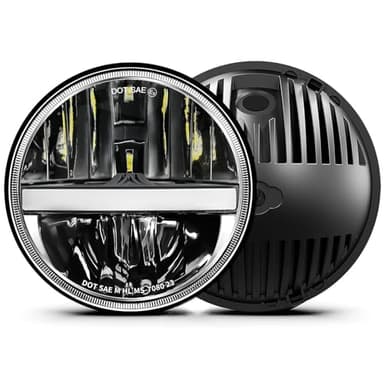 UNI-SHINE 7-Inch LED Headlights - with Amber Turn Signal White DRL, DOT Approved, Hi/Lo Beam, Compatible with Jeep Wrangler JK TJ CJ, Chevy, and Miata