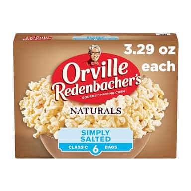 Orville Redenbacher’s Microwave Popcorn, Naturals Simply Salted Popcorn, 3g Fiber Per Serving, 3.3 oz., 6-Count