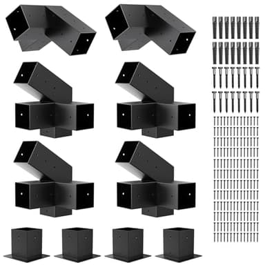 Pergola Kit, 30° Slanted Roof Bracket Set, Roof Wall Mount Extension Bracket Kit,4" x 4" (Actual: 3.5x3.5 Inch) Powder-Coated Pergola Hardware for Porch,Gazebo, Backyard(10pcs)