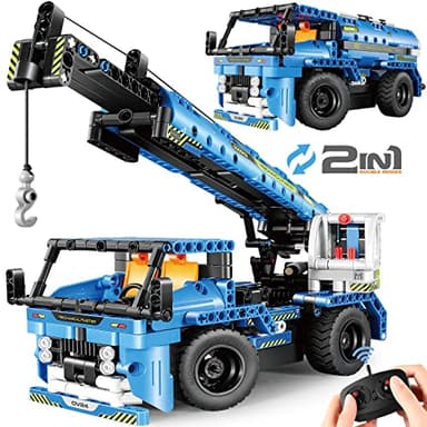 DOLIVE STEM RC Truck Building Toys, 2-in-1 Technic Vehicle Building Kits for Boys Age 8-12, Construction Erector Set Crane Truck Build Model for Boys Girls Age 6 7 8 9 10 11 12 13 14+
