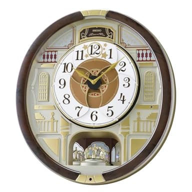 SEIKO QXM607BRHZ 45 Melodies in Motion Wall Clock with Rotating Pendulum