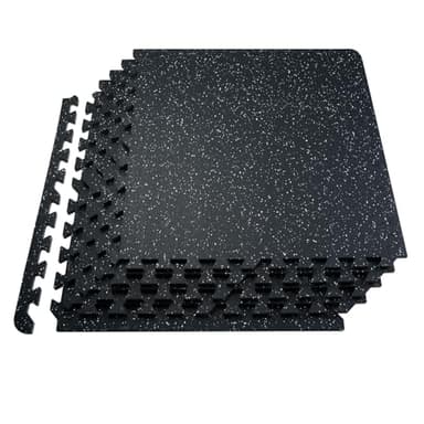 VEVOR 0.56In 100sq.ft 25 Tiles Gym Flooring for Home Gym, Rubber Top with High Density EVA Foam, 25" x 25" Gym Floor Exercise Equipment Mats, Interlocking Gym Mats, Puzzle Workout Mats, Black & White