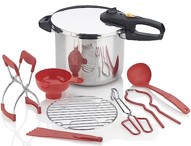 Zavor DUO 8-pc Pressure Canning Set - Pressure Cooker 10 Quart w/Complete Pressure Cooker Canning Kit, including Wide Mouth Canning Funnel, Canning Rack & 5 other Essential Canning Tools