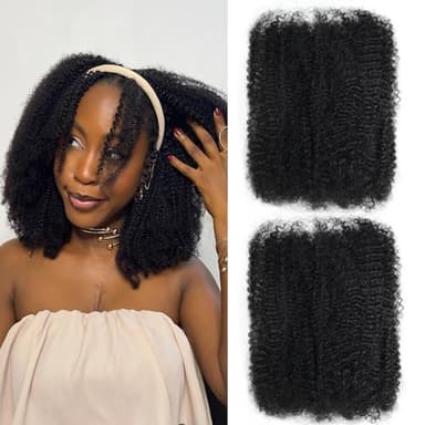 Afro Kinkys Bulk Human Hair 18inch 2 Bundles 60g 4c Curly Hair For Mini Twist Braids Kinky Curly Bundles Human Hair For Micro Locs Extensions Natural Black(18 inch 1B, 2 Bundles)