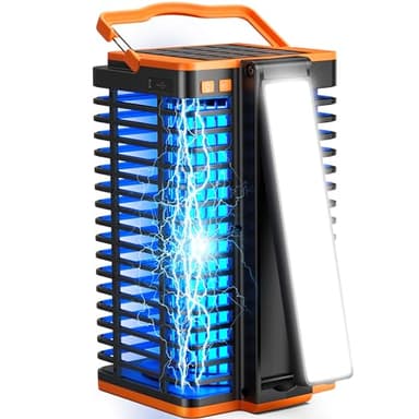 Kiies Solar Bug Zapper Outdoor,2 in 1 Mosquito Zapper Cordless & Rechargeable, 4200V Portable Fly Zapper Insect Trap with Reading Lamp for Camping Patio Backyard Garden