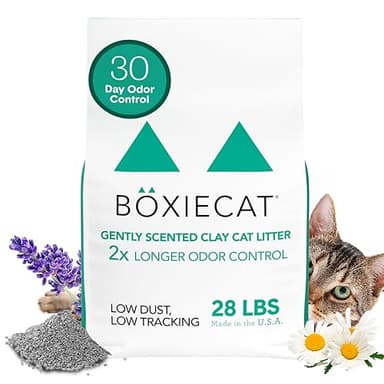Boxiecat Gently Scented Premium Clumping Clay Cat Litter, 28-Pounds