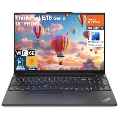 Lenovo ThinkPad E16 16 WUXGA Laptop Computer, 64GB DDR5 RAM, 2TB PCIe SSD, AMD Octa-Core Ryzen 7 7735HS (Beat i7-1355U), WiFi 6E, Backlit KB, Fingerprint, Numeric Keypad, Win 11 Pro, Jet Black