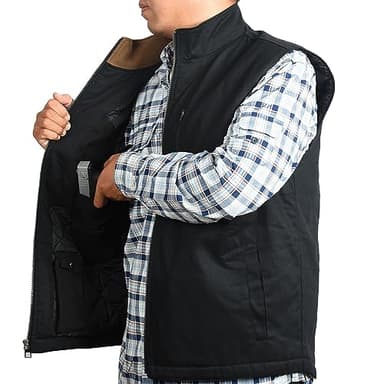EDTREK Men's Concealed Carry Vest With Two Holster Inside - Urban Gun Vest With Zipped Chest Pocket (Black, Large)