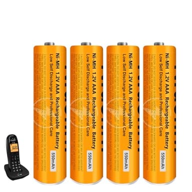 Nraonrn 4 Pack NI-MH AAA Rechargeable Battery for Panasonic, 1.2V 550mah AAA Rechargeable Batteries for Panasonic Cordless Phones Handset, Remote Controls, Electronics