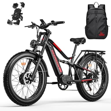SftwiVtol Seemoon Electric Bike for Adults,3000W Dual Motor Ebike,36MPH 100-Mile 52V 20Ah Removable Battery,26" Fat Tire Mountain Ebike for Hunting & Off-Road,Full Suspension,7-Speed,Hydraulic Brakes