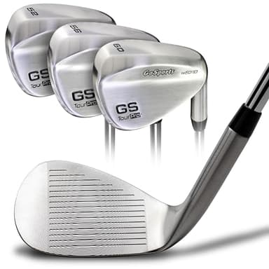 GoSports Illegal Max Spin Golf Wedge Set - Men's Right Handed Sand, Lob, Gap Wedge, Brushed Stainless