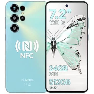 OUKITEL C68 Unlocked Cell Phone -7.2''120Hz Display, 24GB+512GB Smartphone, 6000mAh Battery Phones, 64MP+8MP Camera, Android 15 Mobile Phone, 4G Dual SIM/Fingerprint/Face ID/GPS/NFC/BT5.0, Blue