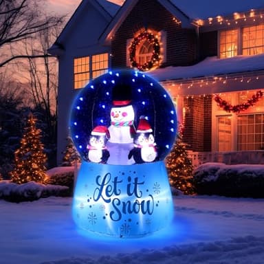 Shappy 5.5ft Inflatable Snow Globe with Built in LEDs Christmas Inflatable Decoration with Snowman Blow Up Holiday Family Party Decoration for Outdoor Yard Garden Lawn(Blue,Snowman, Penguin)