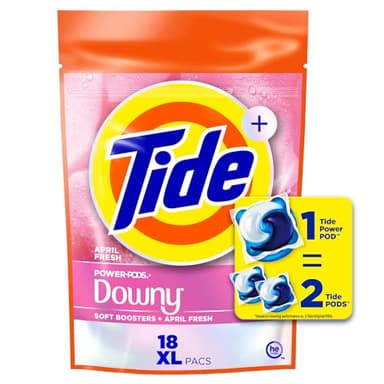 Tide Power PODs + Downy Laundry Detergent Pods, 18 Count, Soft Boosters + April Fresh