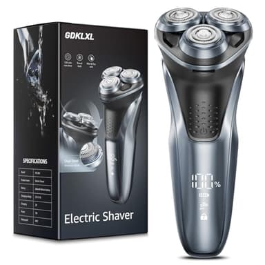 GDKLXL Rechargeable Electric Razor for Men: IPX7 Waterproof Shaver - 1.5H Fast Charge, 4D Flex Precision Blades with Pop-Up Trimmer - Gentle on Sensitive Skin, Travel-Friendly